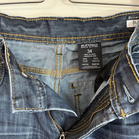 Buffalo David Bitton Jeans Mens 34x30 Dark Blue Relaxed Straight Driven Denim - Picture 6 of 7